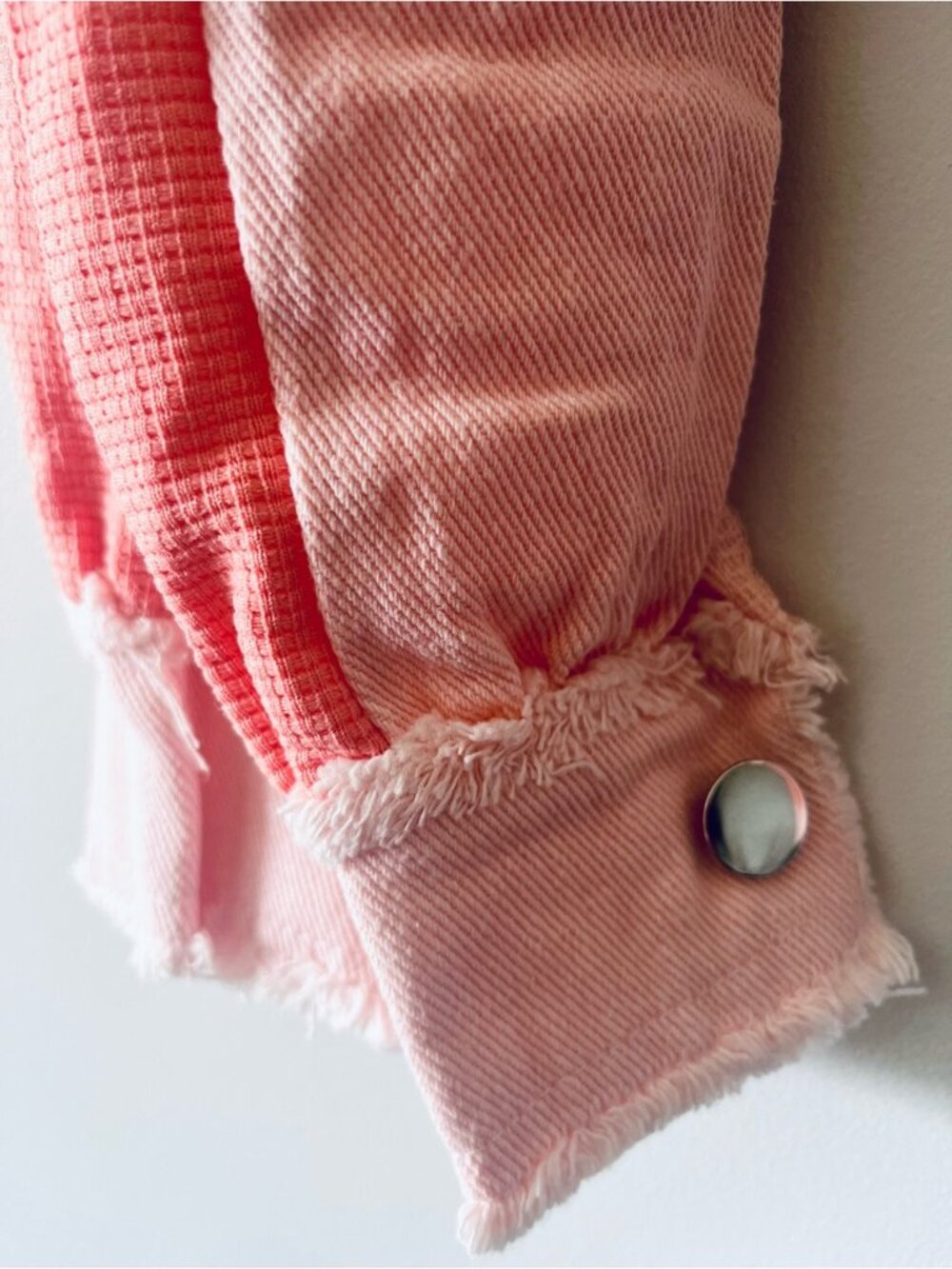 Waffle Knit Boyfriend Lightweight Shacket Jacket Pink - Picture 4 of 8